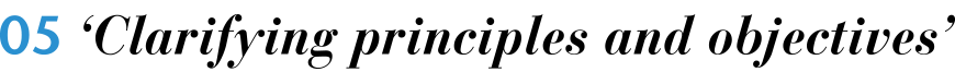 Clarifying principles and objectives