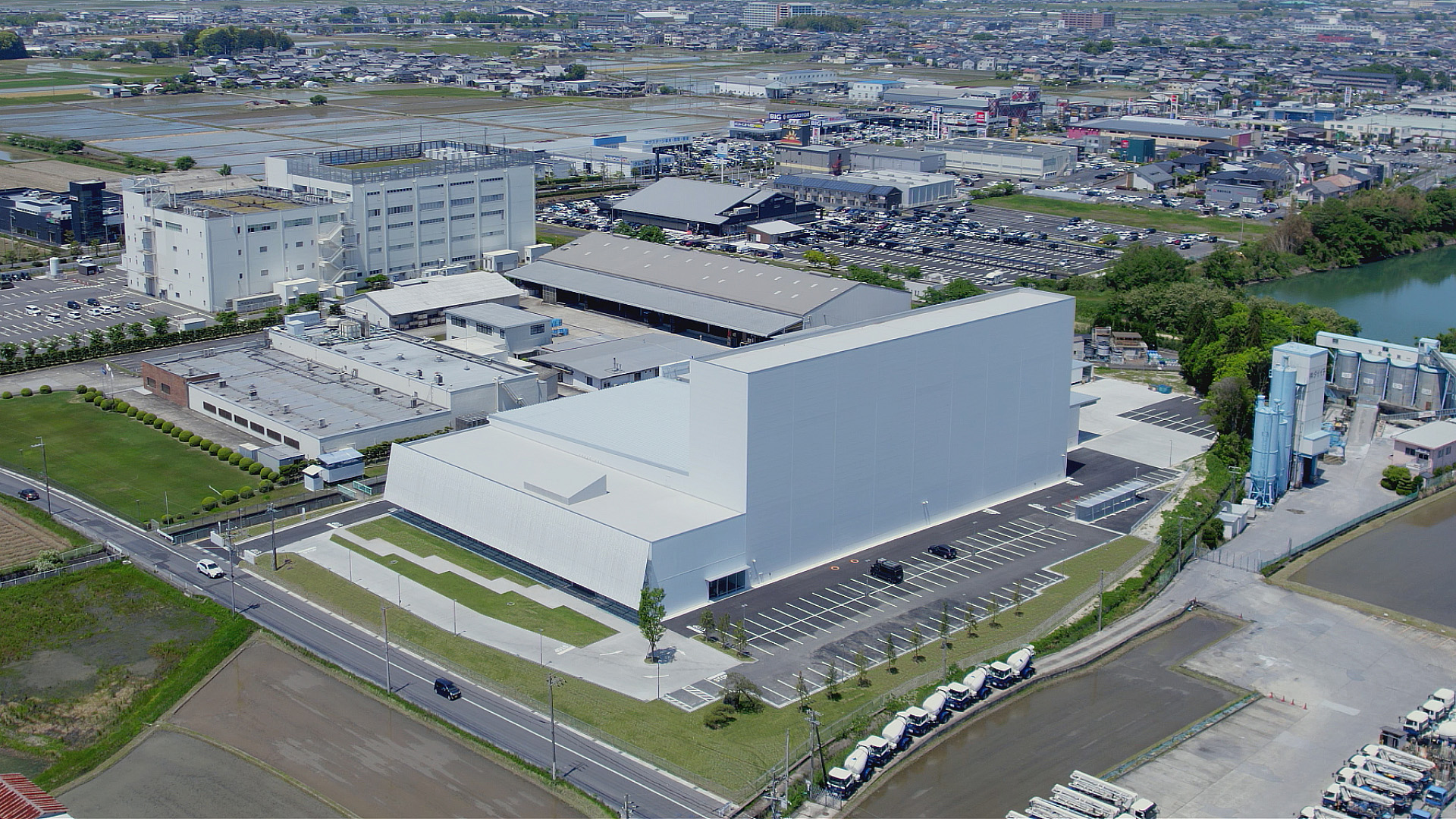 Aerial View of Factory Exterior